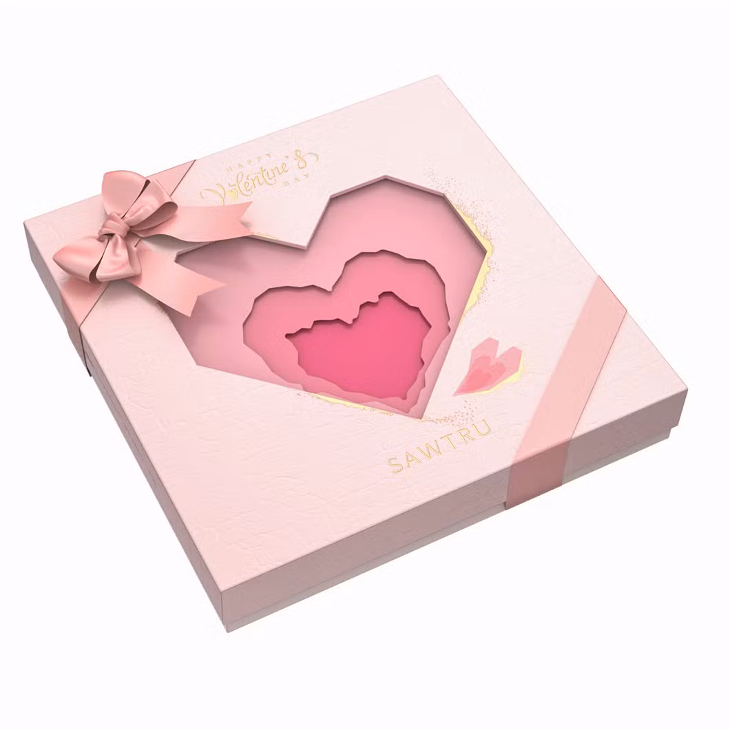Heart Shaped Lid N Base Pape Cardboard Rigid Gift Box for Chocolate