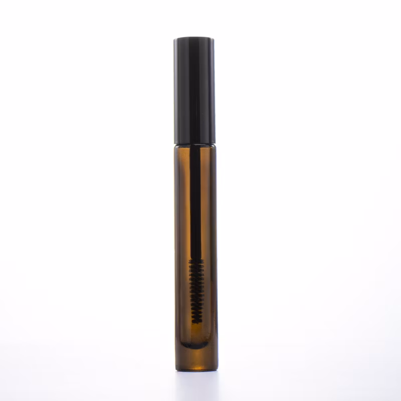 Custom Color Luxury Glass Lipgloss Tube Packaging Makeup Tube Eyelash Containers Black Amber Tube Plastic Lid New Mascara 10ml