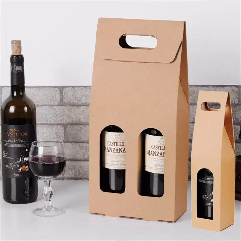 Wholesale Custom Logo Design Printing Hand-Held Wine Gift Packaging for Wine Bottles