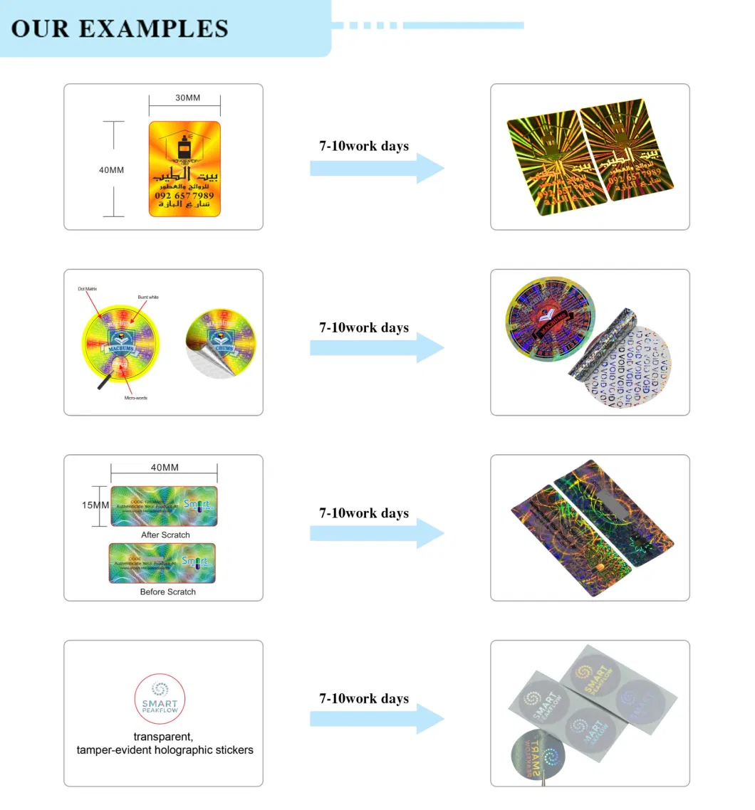 Custom Hologram Sticker Overlay Sealing Label Sheet