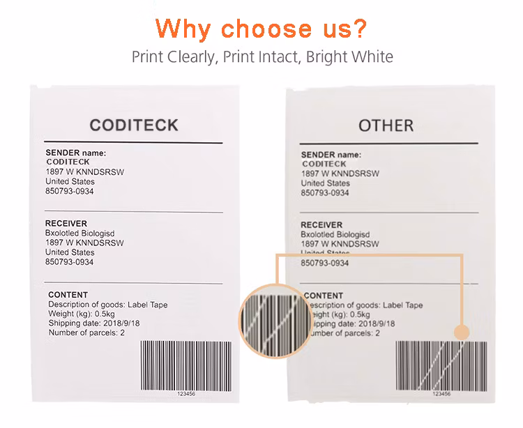Coditeck Waterproof Anti Alcohol Anti Oli Blank 4X6 Inch Direct Thermal Usps Shipping Label Sticker 250PCS/Roll