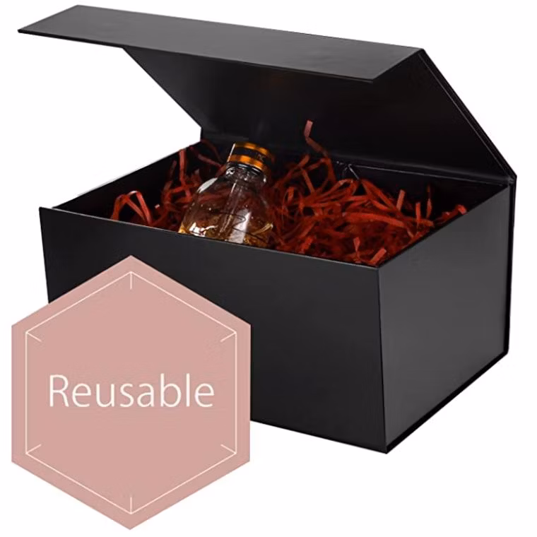 Custom Luxury Magnetic Gift Storage Small Boxes for Packiging Folding Paper Black Box with Lids