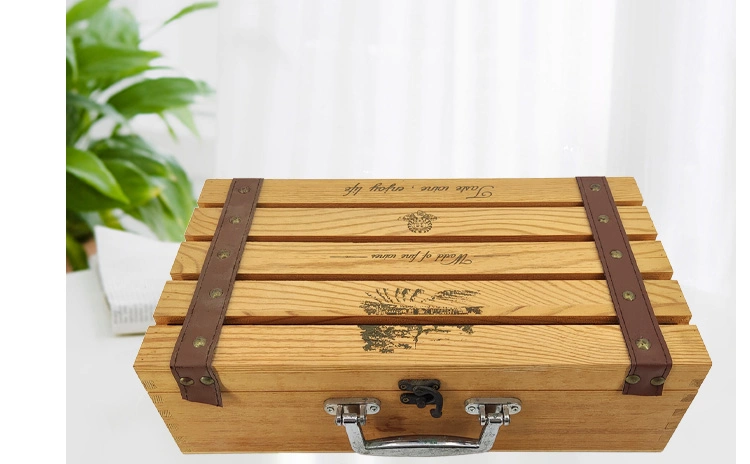 Red Wine Wooden Box Packaging Gift Box Wine Custom