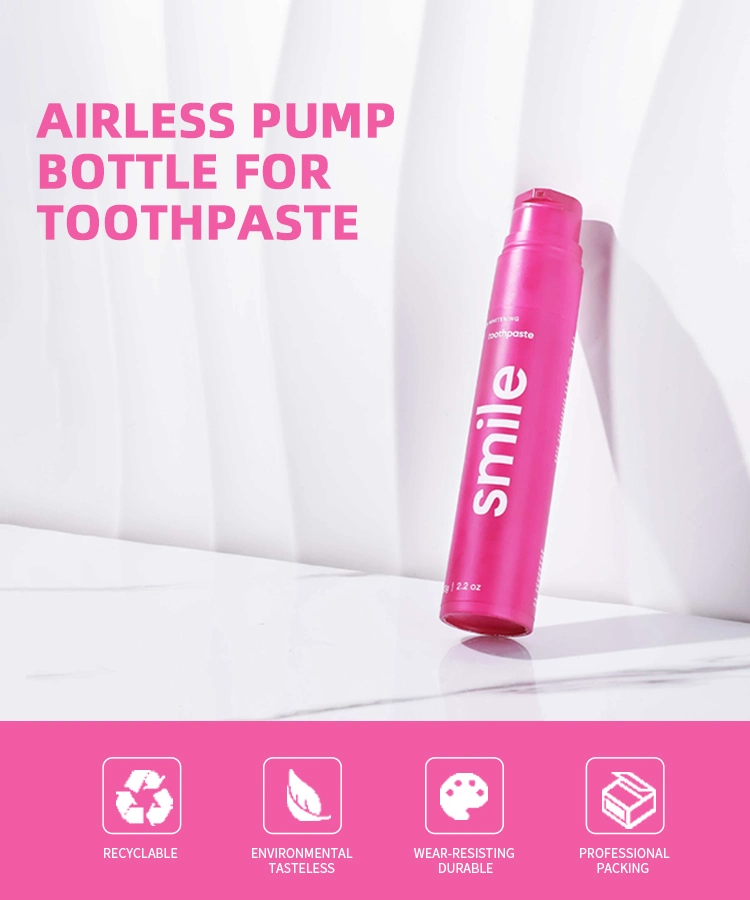 Luxury Plastic Pink Toothpaste Container Tube Packaging with Airless Pump