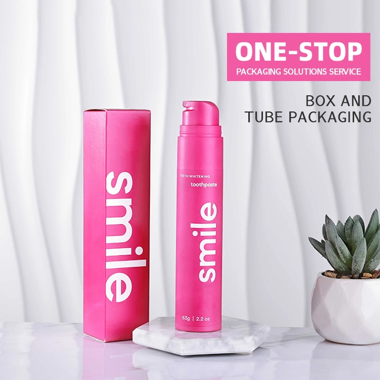 Luxury Plastic Pink Toothpaste Container Tube Packaging with Airless Pump