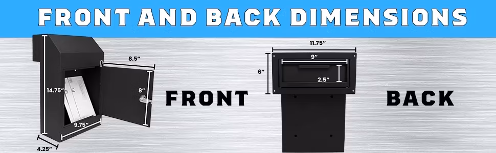 Wall Mount Locking Mailbox with Rear Access Through The Door; Powder Coating Steel Letterbox with Lock