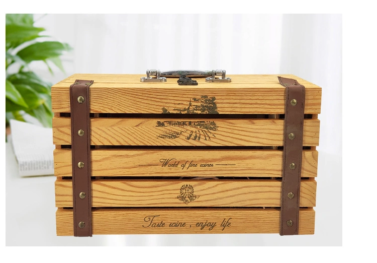 Red Wine Wooden Box Packaging Gift Box Wine Custom