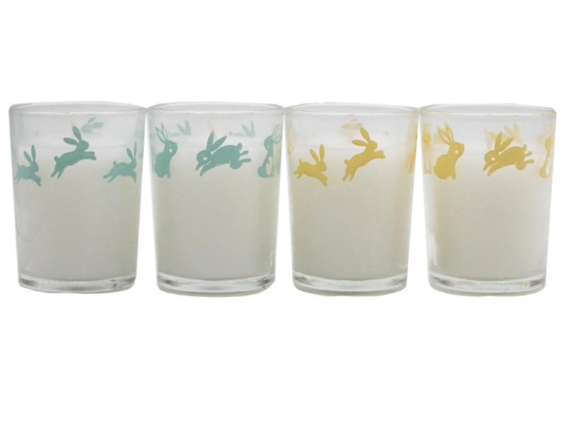 Esater Festival 4 Pk Glass Scented Votive Candles Box with Silk Printing