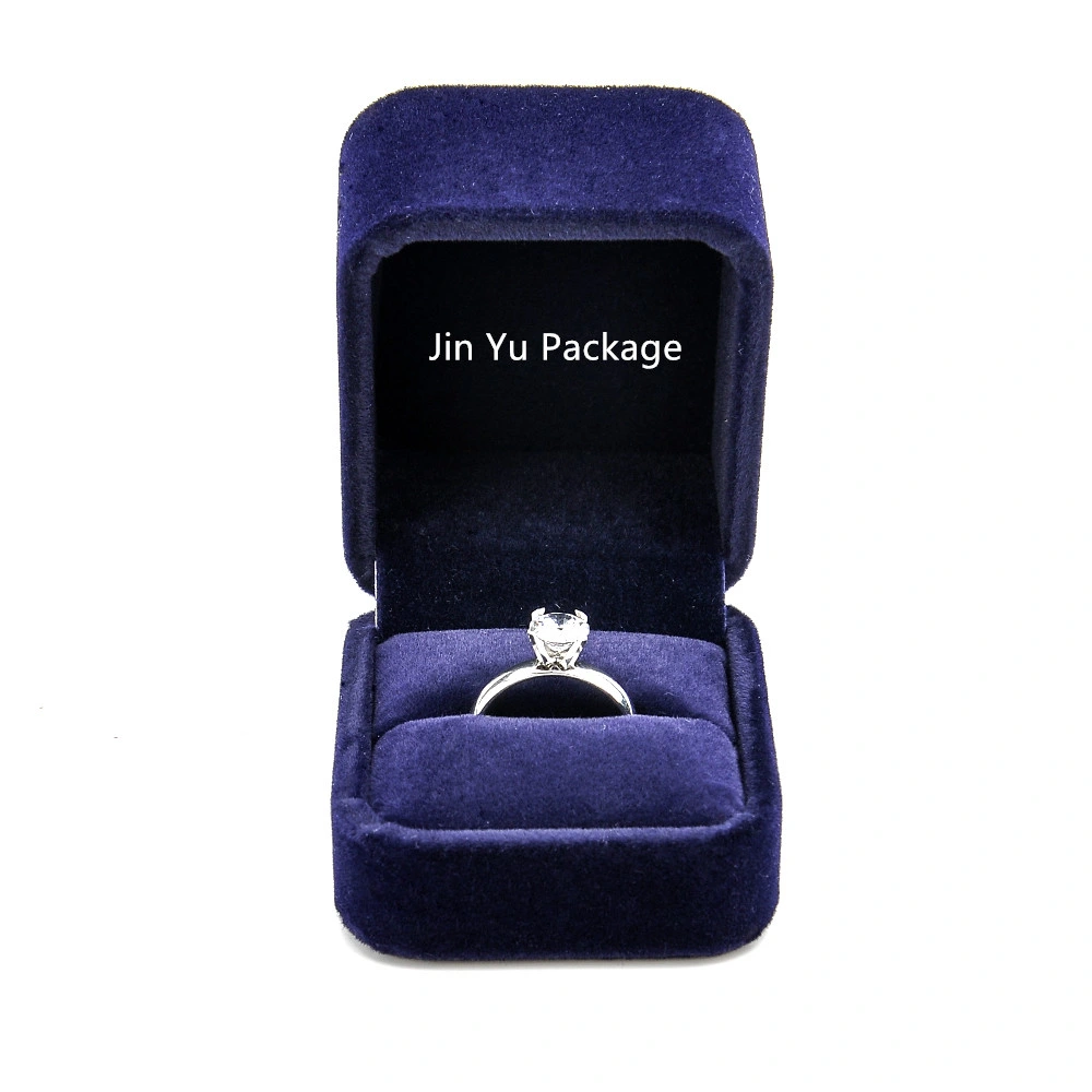 Custom Fashion Navy Blue Velvet Gift Jewelry Packaging Box Wholesale