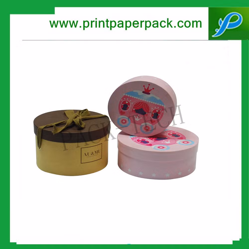 Custom Luxury Flower / Wine / Candy / Cake / Cosmetic / Candle / Perfume Jewelry Ribbon Packaging Round Hat Tube Paper Gift Packing Cardboard Box