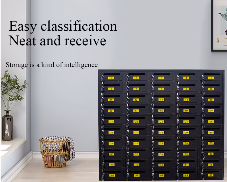 Wholesale Metal 50 Doors Black Mail Boxes Outdoor Standing Parcel Letter Deliver Mailboxes with Locks