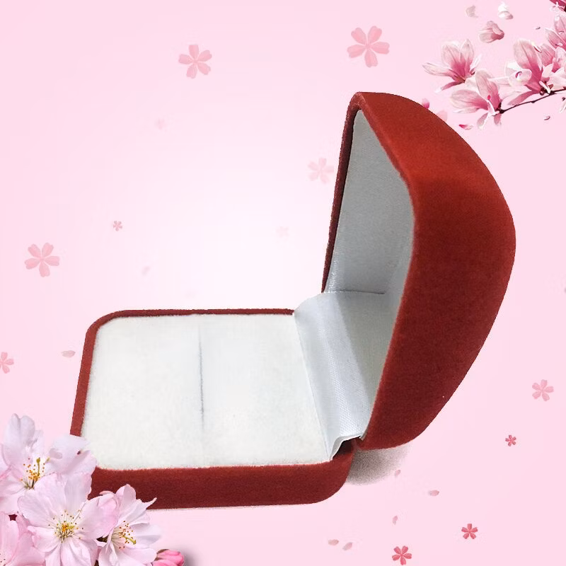 Red Heart-Shaped Flocking Jewelry Gift Box