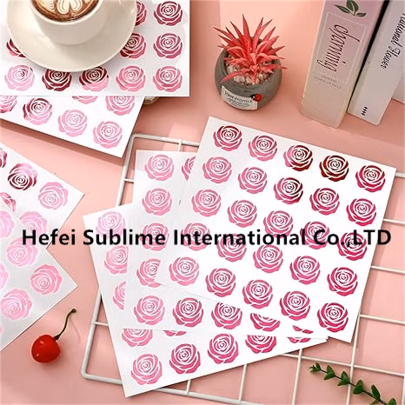 500PCS Rose Stickers Pink Foil Flower Envelope Seal Stickers for Wedding Invitation