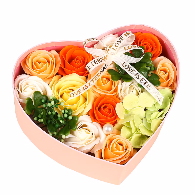 New Cross-Border Creative Mother&prime;s Day Gift Soap Flower Heart-Shaped Gift Box