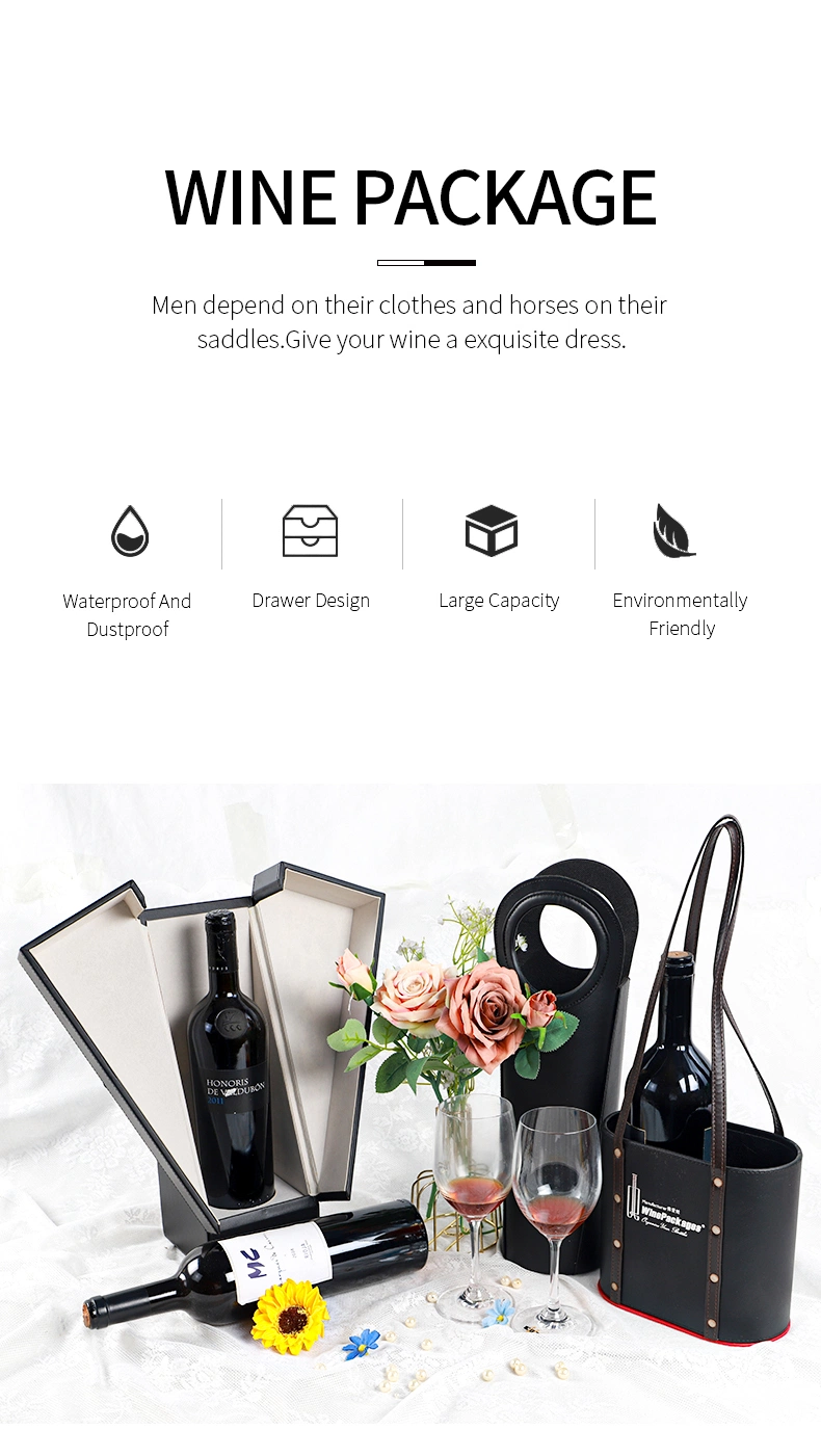 Custom Luxury Red and Black PU LED Rail Slide Wine Box