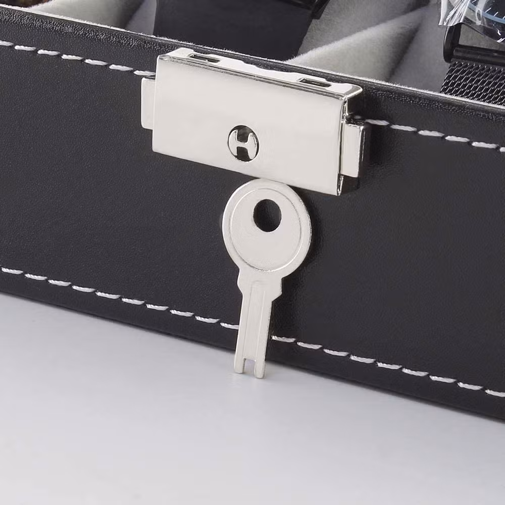 China Manufacture Personalized Boxes Black Storage Gift Case Custom Luxury PU Leather Watch Box