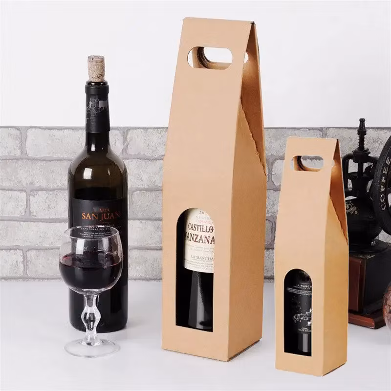 Wholesale Custom Logo Design Printing Hand-Held Wine Gift Packaging for Wine Bottles