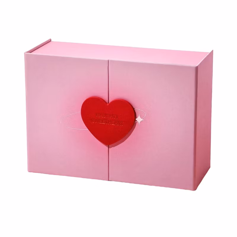 Pink Gift Boxes Double Open Door Paper Boxes with Heart for Gifts Crafting Cube Toys Scarf Women Jewelry Boxes New Product Releasing Packaging Box