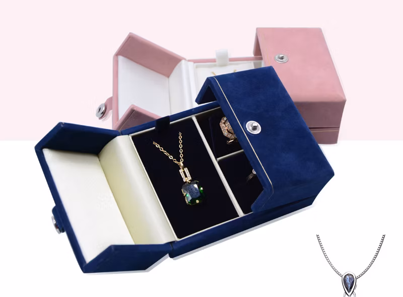 New Jewelry Small Set Box Portable Earrings Necklace Buckle Jewelry Box Flannelette Ring Three-Piece Set Box