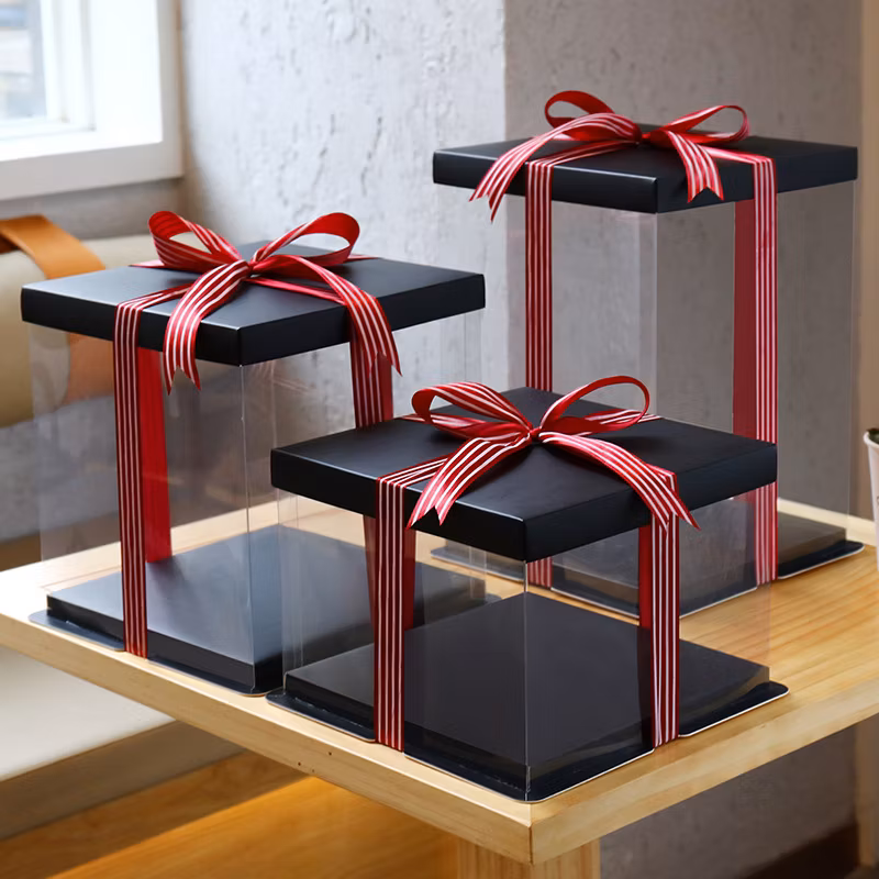 Wholesale Custom Luxury Valentine&prime; S Day Wedding Paper Tall Dome Cylinder Cake Round Gift Box with Windows
