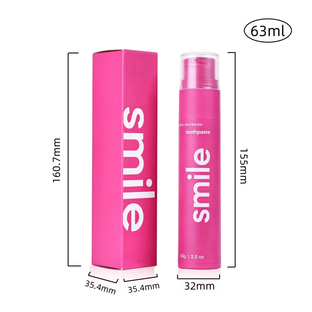 Luxury Plastic Pink Toothpaste Container Tube Packaging with Airless Pump