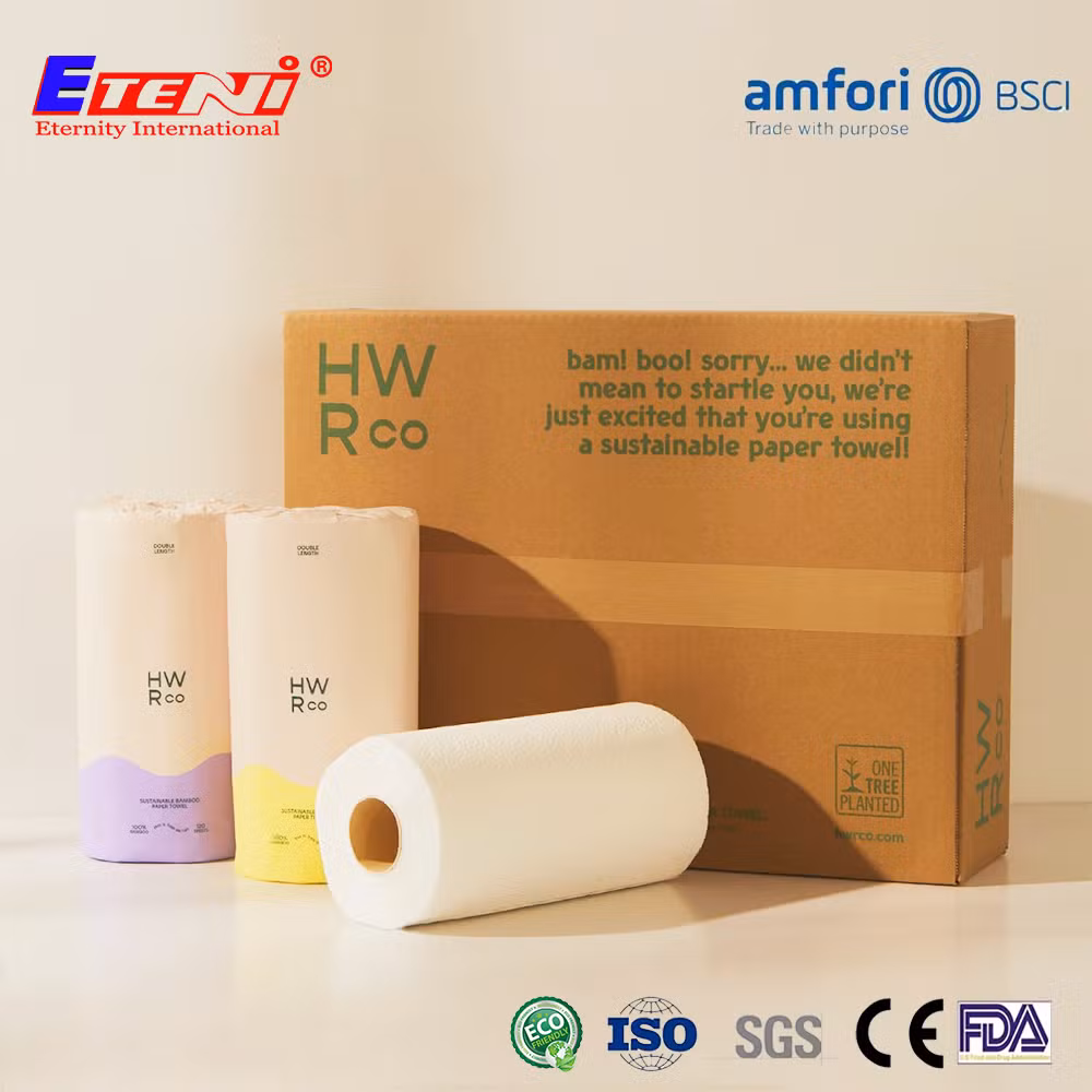 Rolling Paper Wholesale Supplier Wood Pulp Tissue Kitchen Paper Towel Roll with OEM Eco Friendly Packaging