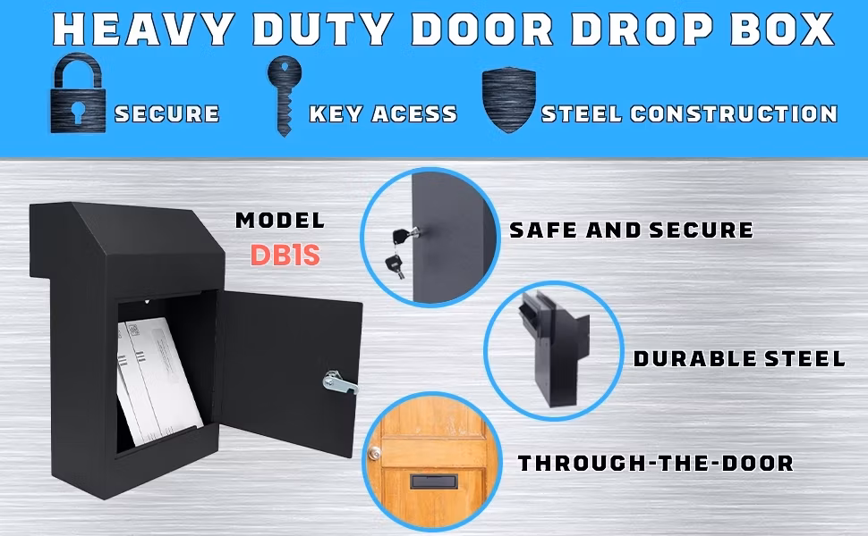 Wall Mount Locking Mailbox with Rear Access Through The Door; Powder Coating Steel Letterbox with Lock