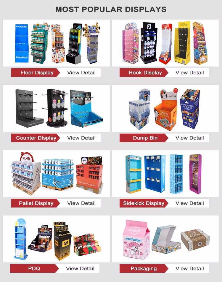 Custom Print POP Products Shop Stand En Carton Display Recycling Shelves Candy Retail Portable POS Cardboard Floor Standee Rack