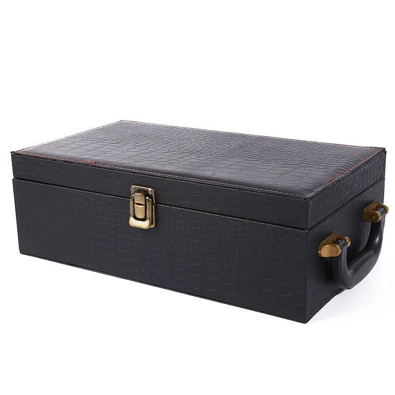 Customize Packaging Luxury PU Leather Gift 1 2 PCS Glass Wine Box
