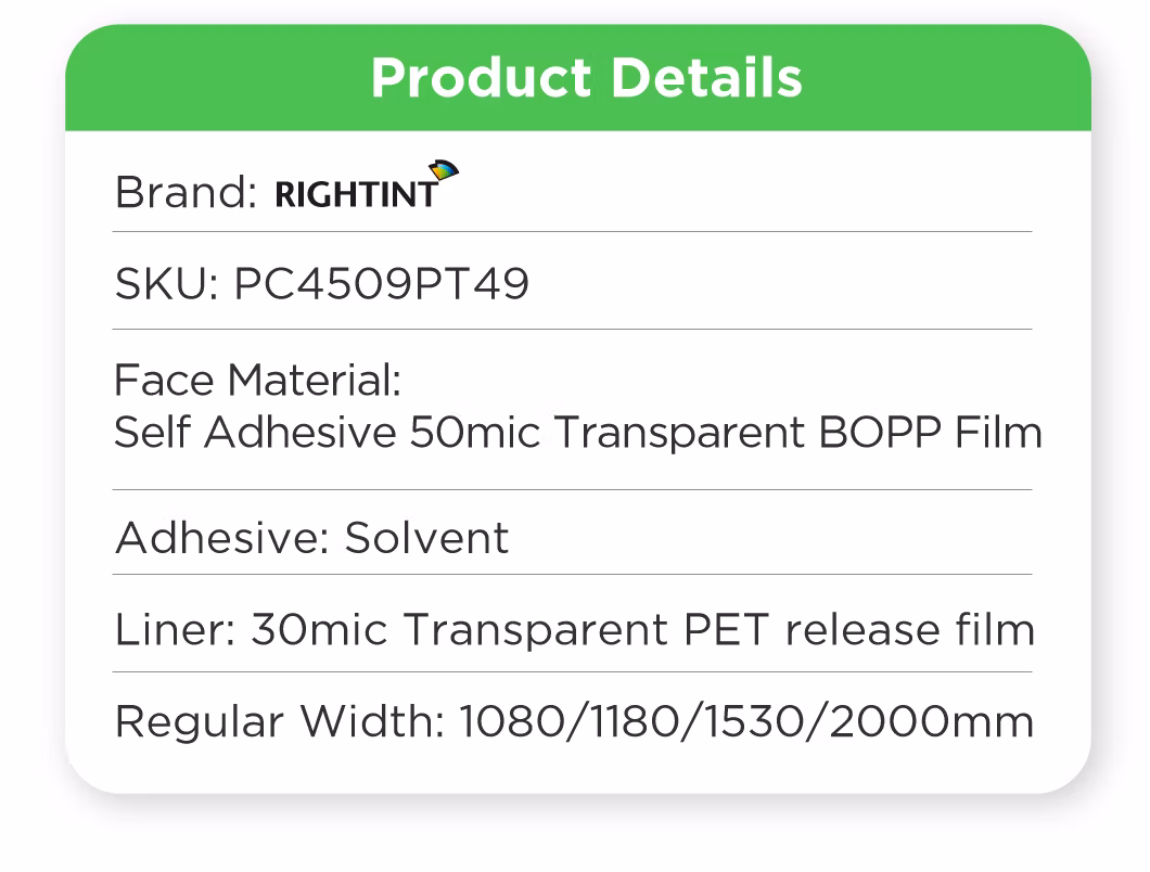 Solvent adhesive china wholesale Rightint Carton sticker label jumbo roll