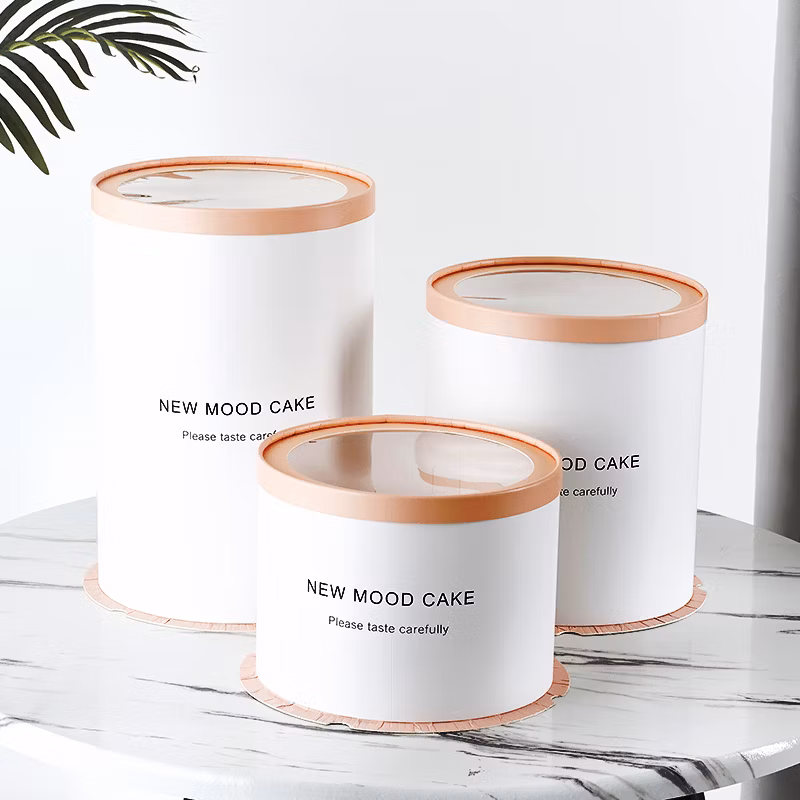 Wholesale Custom Luxury Valentine&prime; S Day Wedding Paper Tall Dome Cylinder Cake Round Gift Box with Windows