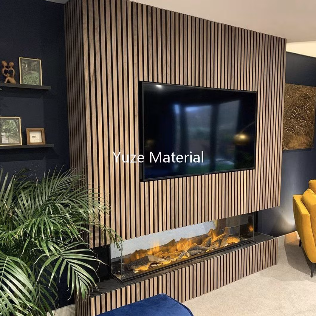 Acoustic Anti Sound Absorption Proofing Wooden Design Wood Slat Polyester Fiber Wall Panel
