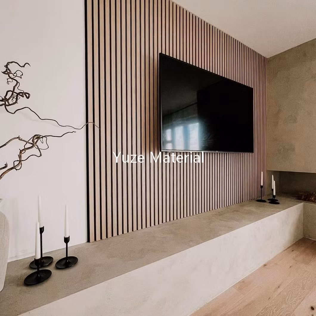 Acoustic Anti Sound Absorption Proofing Wooden Design Wood Slat Polyester Fiber Wall Panel