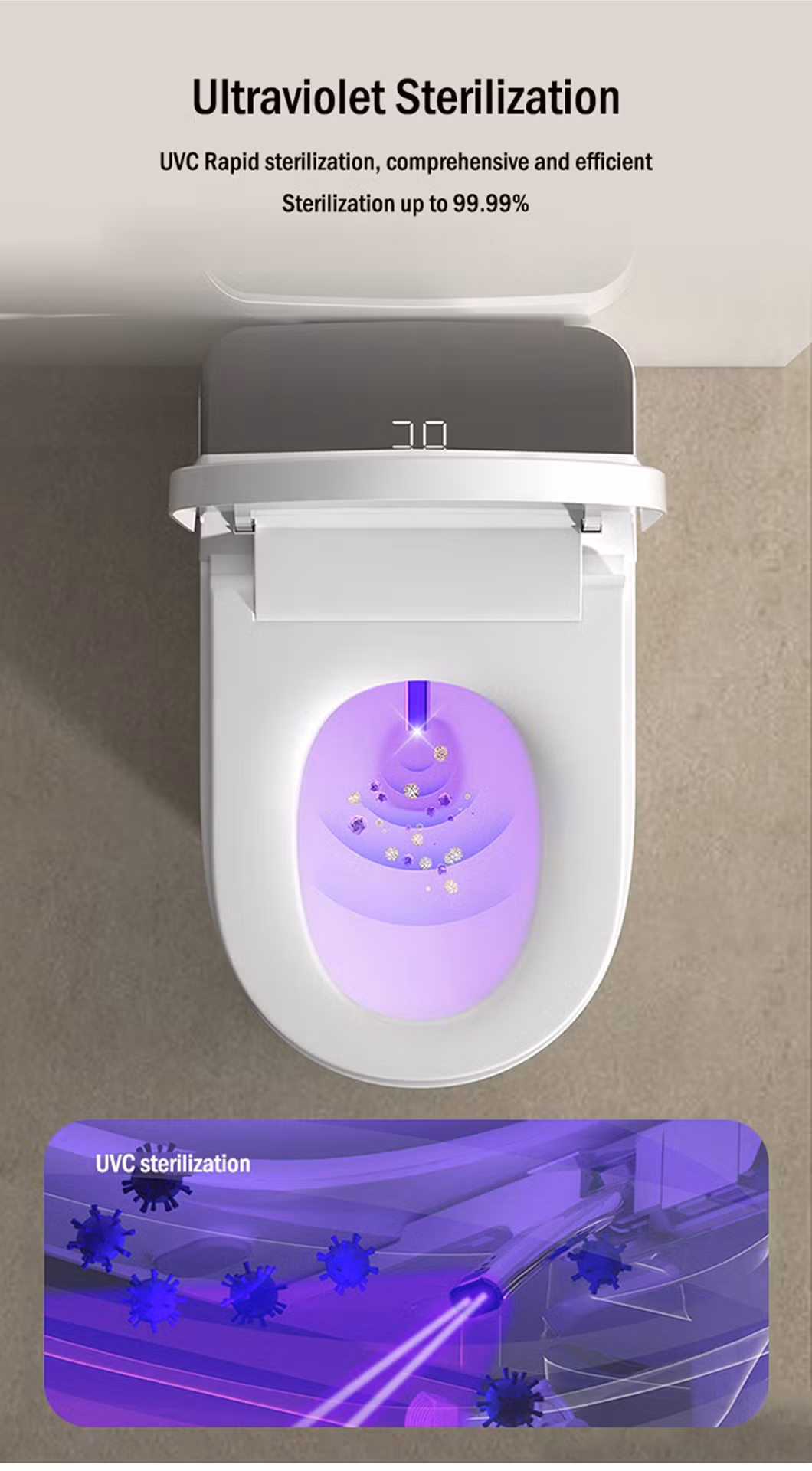 Luxury Intelligent Toilet Bidet Bathroom Auto Water Spray Flush UV Sterilization Electric Wc Smart Toilet