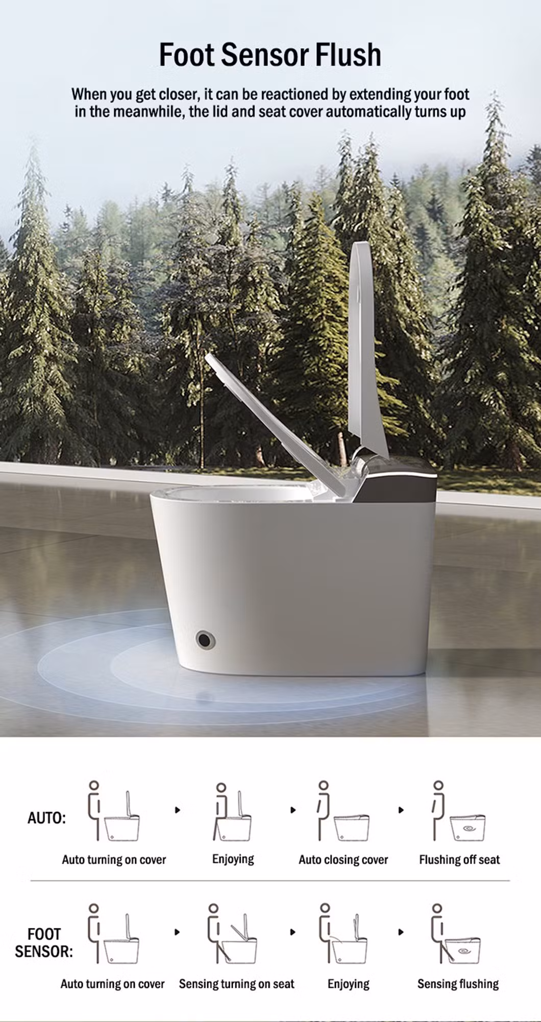 Luxury Intelligent Toilet Bidet Bathroom Auto Water Spray Flush UV Sterilization Electric Wc Smart Toilet