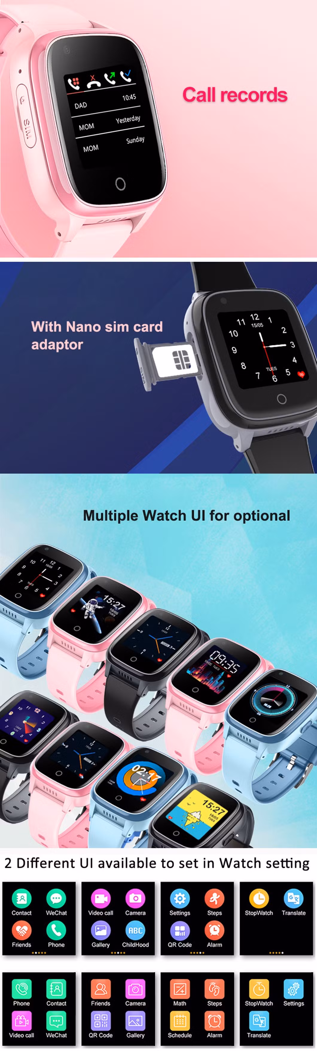 2024 The latest 4G WiFi Tracking Video Call Waterproof SOS Call Boys Girls Kids GPS security Smart Watch with Removal Alert for Emergency Help D31U