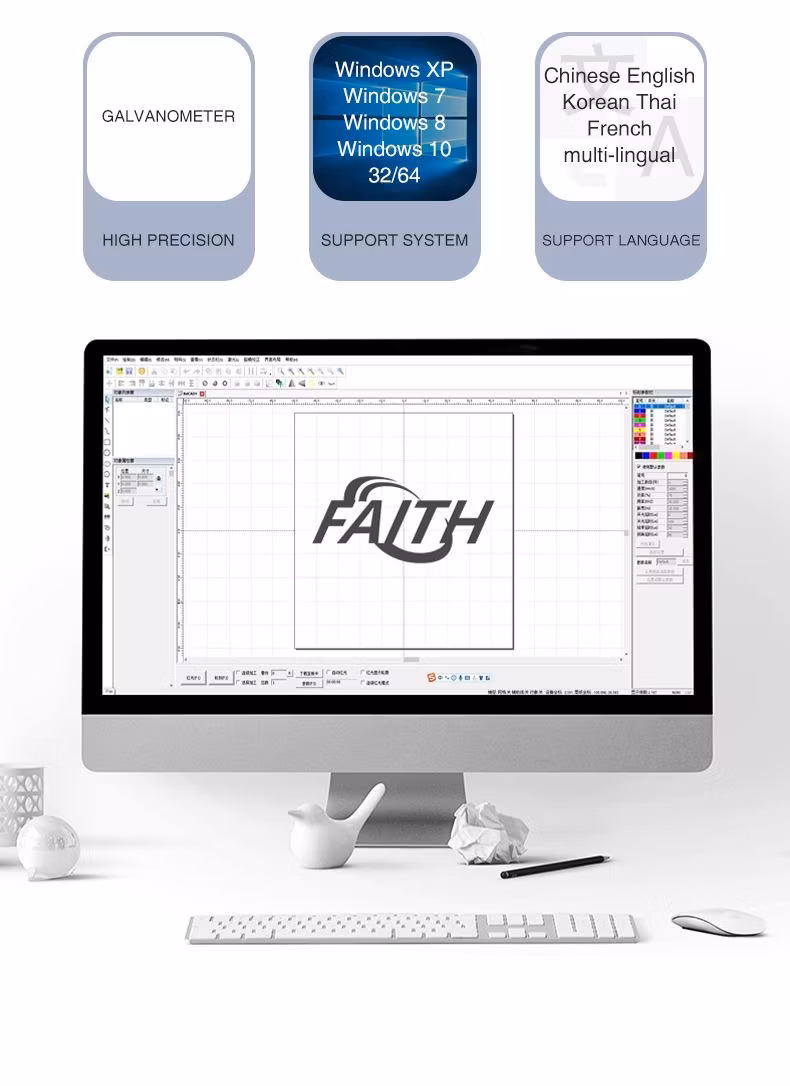 Faith 10W/20W/30W/50W/100W Fiber /CO2 /UV Mini Desktop Laser Marking Metal Stainless Steel Raycus Laser Marker Engraver Laser Marking Machine