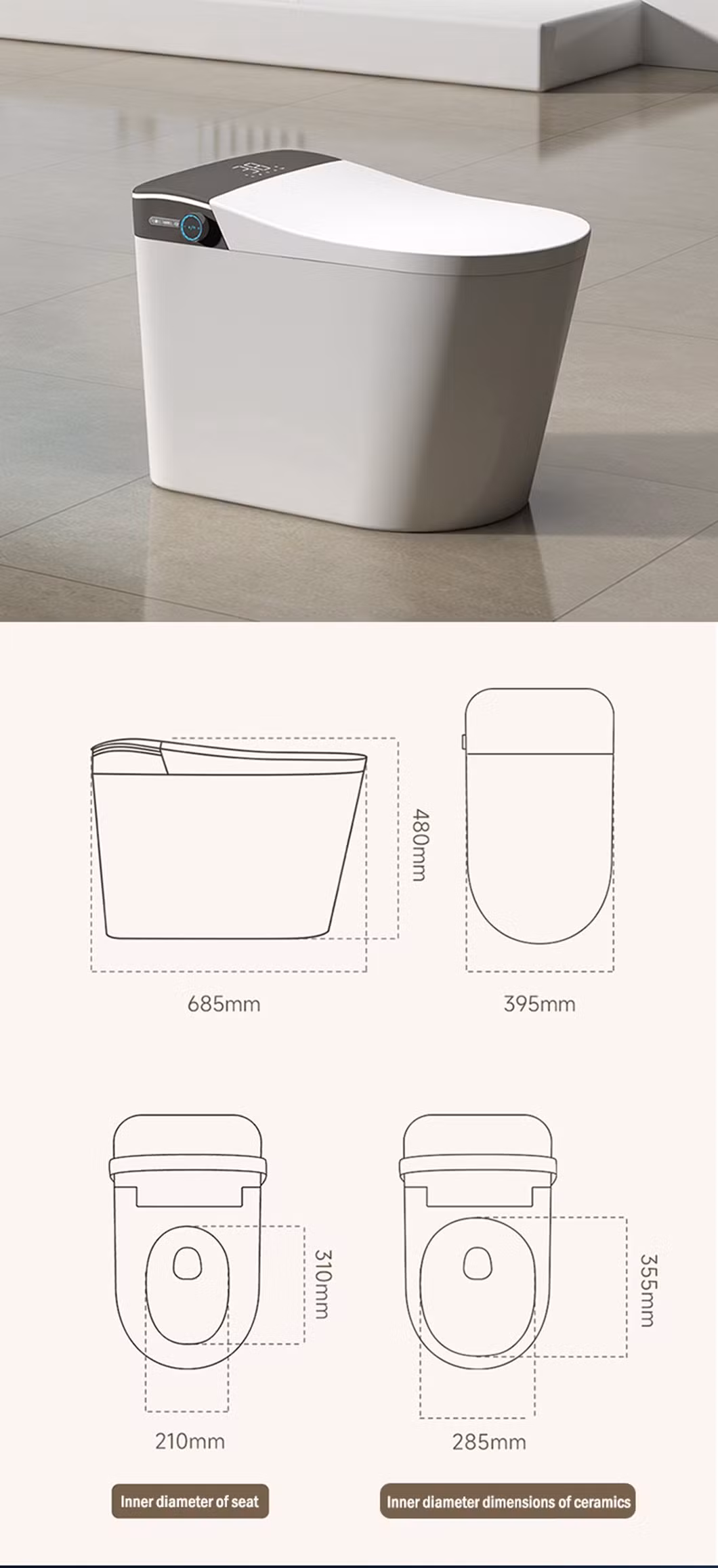 Luxury Intelligent Toilet Bidet Bathroom Auto Water Spray Flush UV Sterilization Electric Wc Smart Toilet