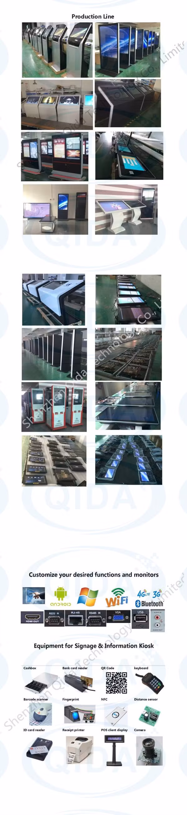 Full HD 1920*1080 Ad Player Network Win7 8 10 3G 4G Android USB Infrared LG Display Advertising LCD LED Touch Screen Digital Signage