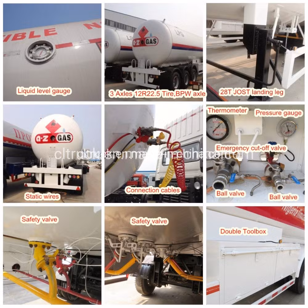 3 Axis LPG Tanker Semi Trailer 40 Cbm 50 Cbm 60 Cbm Liquid Propane Gas Tank Truck Trailer