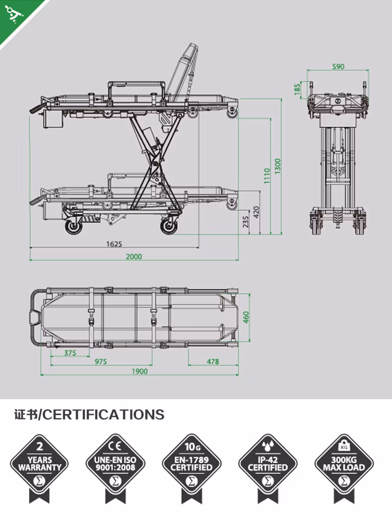Smart Electric Lifting Stretcher Hydraulic Emergency Stretcher Multifunctional Rescue Electric Stretcher Ambulance
