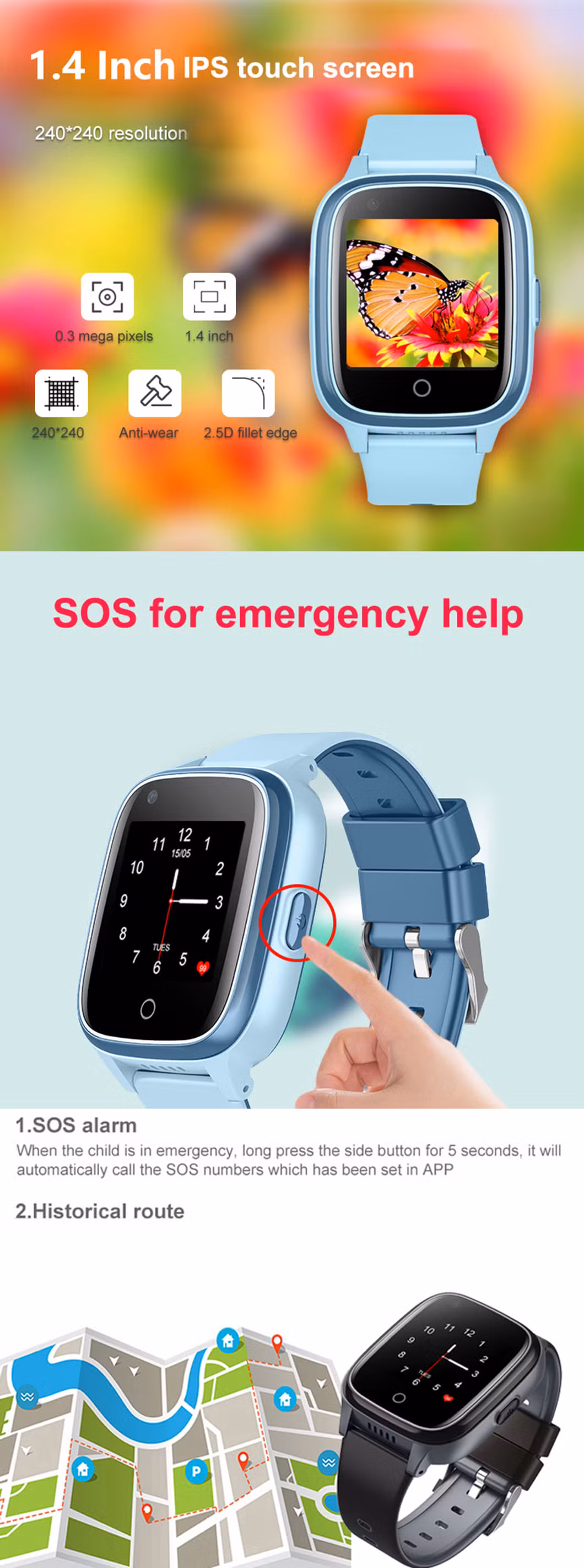 2024 The latest 4G WiFi Tracking Video Call Waterproof SOS Call Boys Girls Kids GPS security Smart Watch with Removal Alert for Emergency Help D31U