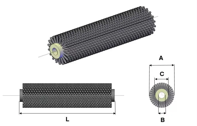 High Quality Industrial Nylon Bristle Cleaning Roller Brush Cylindrical Wire Brushes Roller