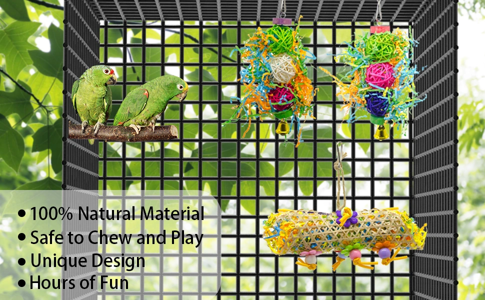 Amazonian Rattan Paper Birds Shred for Food and Chew Hanging Toys