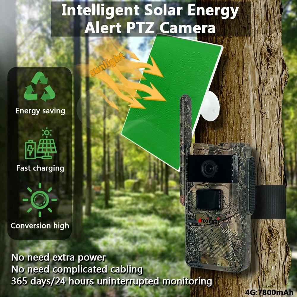 Anxinshi IP66 Waterproof 14m 4G Solar Cell Hunting Action Tracking Camera 120-Degree Wide-Angle Tracking Camera