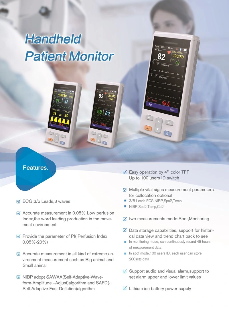 Vet Veterinary Instrument Monitoring Multi-Parameter Animal Monitor Portable Veterinary Monitor Pulsioximetro Vet