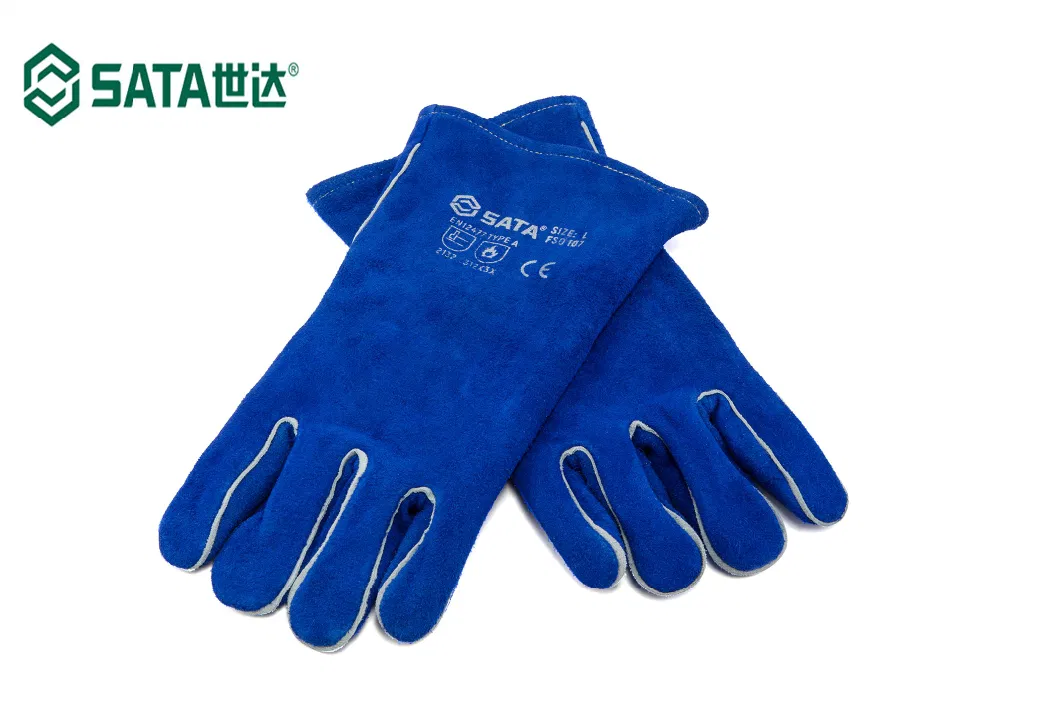 SATA PPE (Apex Tool Group) Industrial Protection Oblique Finger Heat-Resisting Long Cow Leather Working Welding Gloves