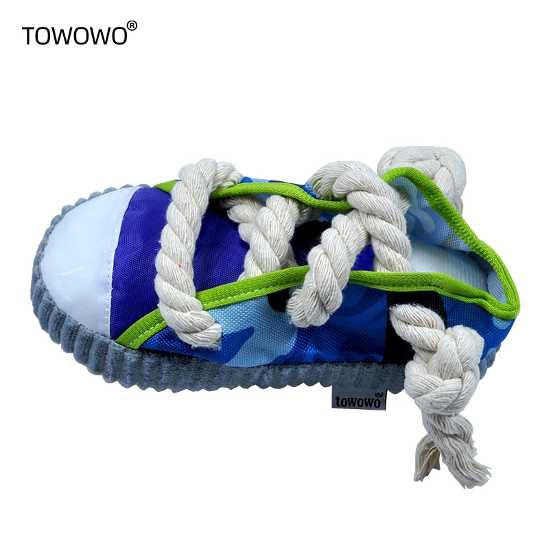 Hand-Woven Cotton Rope Slippers for Dogs Interactive Bite Resistant Toy Puppy Squeaky