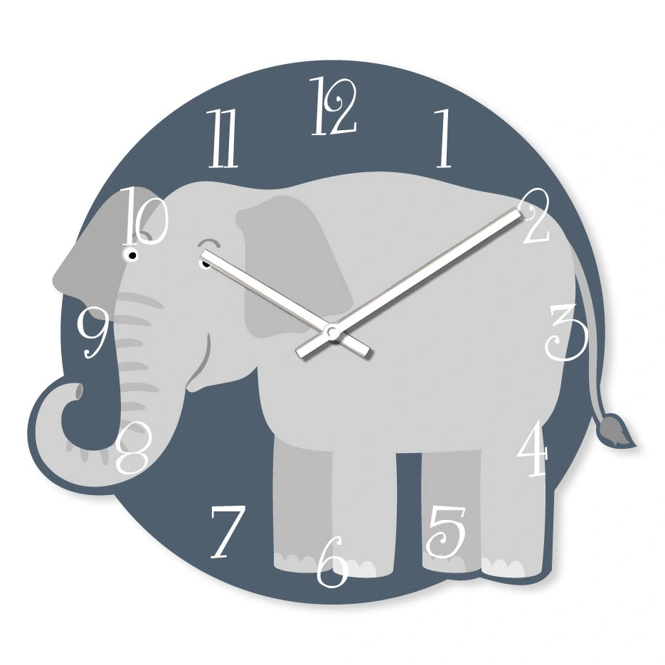 2022 New Design Elephant Design for Lovely Children Use MDF Wall Clock