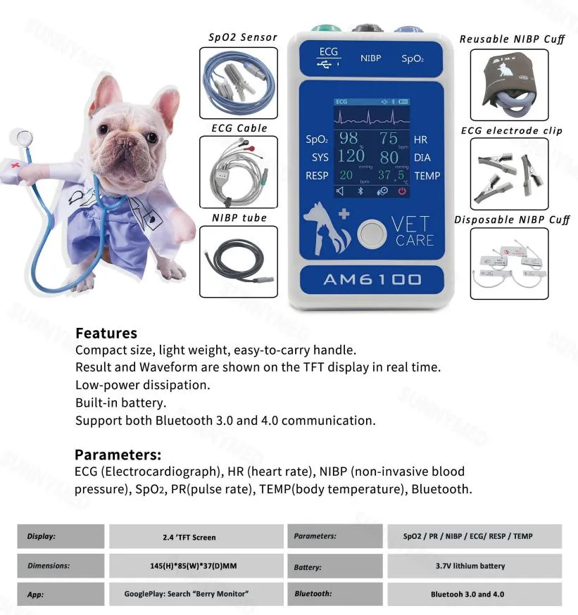 Sy-Am6100 Vital Signs Monitor Electrocardiograph Monitoring Multiparameter Patient Monitor